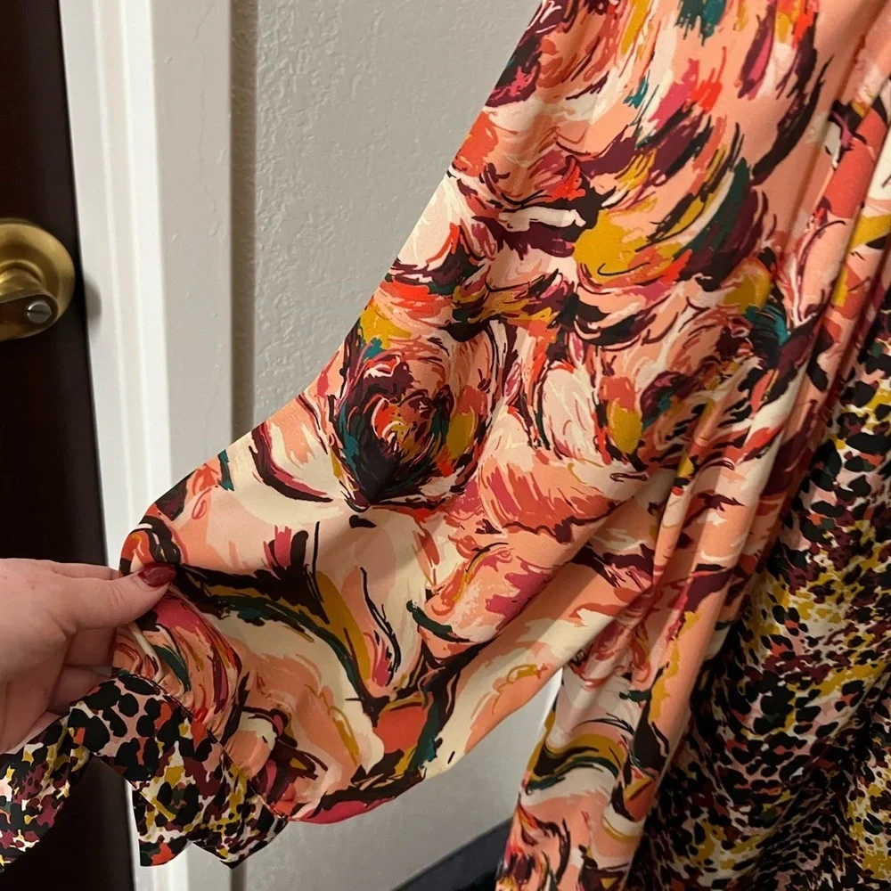 NWOT Anthropologie Fig & Flower Top Blouse Woman Plus 3X Floral/Animal Print - Picture 4 of 9